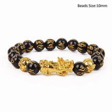 将图片加载到图库查看器，Obsidian Stone Beads Bracelet For Men and Women Unisex Wristband Gold Black Pixiu Wealth and Good Luck Bracelet Design
