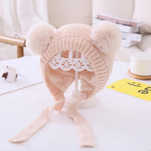 Load image into Gallery viewer, Handmade Modern Trend Winter  Christmas Knitted Baby Hat Cute Double Pompom Infant Baby Boy Girl Cap Ear Protection Hats Kids Children Cap
