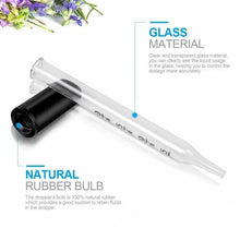 Load image into Gallery viewer, 10pcs Glass Scale Dropper Rubber Head Scale Pipette Dropper Essential Oil Bottle Straw Multi-purpose Droppers for School Home
