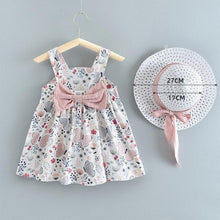 将图片加载到图库查看器，Modern Luxury Baby Girl Summer Party Clothing Cherry Dot Princess Dresses Bow Hat Outfits For Girls
