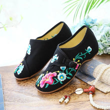 Load image into Gallery viewer, Veowalk Morning Glory Flower Embroidered Women's Canvas Ballet Flats Ladies Casual Comfort Denim Cotton Embroidery Shoes
