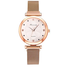 将图片加载到图库查看器，Fashion Set Women Watches Luxury Magnet Buckle Flower Rhinestone Watch Ladies Quartz Wrist Watch  WIth Bracelet In Set For Women and Girls
