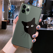 Load image into Gallery viewer, Cute Black Cats Animal Pattern Clear Phone Case For Iphone 11 13 12 Pro Max 7 8 Plus Se 2020 Silicone Protective Design Flexible Slim Soft Transparent Cover
