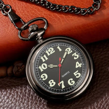 Load image into Gallery viewer, Noctilucent Fluorescent Open Face Arabic Numerals Quartz Pocket Watch Chain Luminous Pendant Jewelry Clock Gifts Men Women Kids
