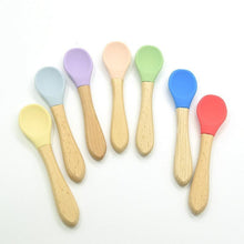 将图片加载到图库查看器，2PCS  Bamboo Training Spoons Organic Soft Baby Feeding Silicone Tip Spoon Scoop Easy Grip Handle Toddlers Infant Gifts For Parents And Baby Boys Or Girls
