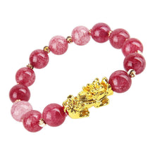 将图片加载到图库查看器，Obsidian Stone Beads Bracelet For Men and Women Unisex Wristband Gold Black Pixiu Wealth and Good Luck Bracelet Design
