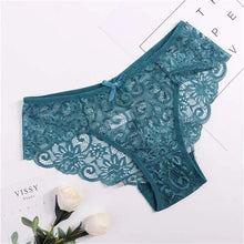 Load image into Gallery viewer, Women's Sexy Lace Panties With Big Size,S-XL 5 Colors High-Crotch Transparent Floral Bow Soft Briefs Underwear Lingerie
