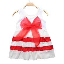 Load image into Gallery viewer, Baby Girl Clothes for Kids with Cute Purple Stripe and Round Neck  Sleeveless Chiffon Dresses For Girls
