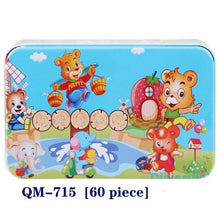 将图片加载到图库查看器，New 60 Pieces Wooden Puzzle Kids Toy Cartoon Animal Wooden Puzzles Child Early Educational Learning Toys for Christmas Gift
