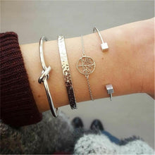Load image into Gallery viewer, Fashion Bohemia Leaf Round Knot Cuff Bangle Gold Chain Charm Bracelet  for Women Simple Geometric Bracelets Luxury Jewelry
