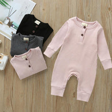 Load image into Gallery viewer, Infant Baby Boy Girl Cotton Romper Knitted Ribbed Jumpsuit Solid Clothes Warm Outfit For Kids
