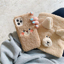 Load image into Gallery viewer, Cute Brown Bear Plush Phone Case For Iphone 14 11 12 13 Pro Max 7 8 X XS Max XR SE2 Autumn And Winter Shockproof Full Case Cover Cute Bear Animal Winter Warm Plush Fabric Phone Case
