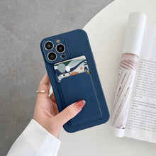 Load image into Gallery viewer, Soft Silicone Card Phone Case for IPhone 13  12 Pro Max Shockproof Protector Cover for IPhone 14 Plus Cases Heavy Duty Solid Slim Lightweight Anti-Shock Cover for iPhone
