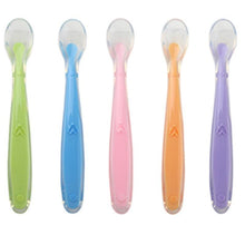 将图片加载到图库查看器，Silicone Baby Soft Soup Spoon Healthy Infant Sucker Candy Color Kitchen Cooking Spoon Rice Spoon Children Dishes Tableware for Kids
