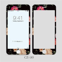 将图片加载到图库查看器，3D Curved Edge Tempered Glass for iPhone 6 6s 7 8 Plus Fashion Flowers Pattern Screen Protector Protective Film Tempered Glass Screen Protector Designed for iPhone
