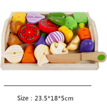 将图片加载到图库查看器，Simulation Kitchen Pretend Toy Wooden Classic Game Montessori Educational Toy For Children Kids Gift Cutting Fruit Vegetable Set
