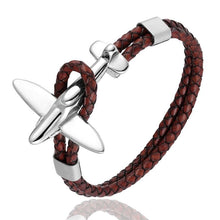 将图片加载到图库查看器，Stainless Steel Gold Aviation Airplane Anchor Bracelets For Men and Women In Retro Leather Bracelet Air Force Style Homme Jewelry Style

