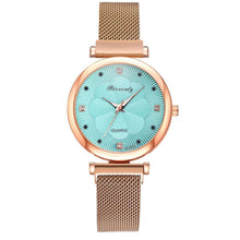 将图片加载到图库查看器，Fashion Set Women Watches Luxury Magnet Buckle Flower Rhinestone Watch Ladies Quartz Wrist Watch  WIth Bracelet In Set For Women and Girls
