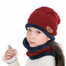 Load image into Gallery viewer, Knitted Baby Hats  Cap and Scarf Turban Beanie Cotton Warm Wool Fur Caps Soft Hat For Childern Girl And Boys
