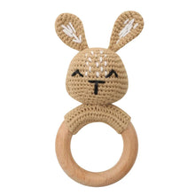 Load image into Gallery viewer, BPA Free Baby Wooden Teether Crochet Rattle Toy for Newborns
