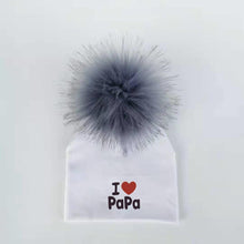 将图片加载到图库查看器，Newborn Cotton Hats Baby Pom Pom Childre Infant Hats For BabY Boys and Girls Wth Printed "I love mama " and " Design
