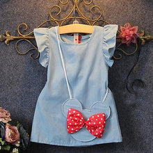 将图片加载到图库查看器，Children's Wear Dress Girls  Dresses For Party and Wedding with 100% Cotton Striped Lapel Fly Sleeves
