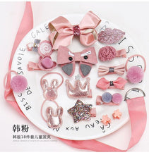 Load image into Gallery viewer, Luxury ModernBaby Girl Headband Set 18Pcs for Children's Turban Darling Bows Kids Headwear Elastic Hair Bands Clips Hairpins Sets
