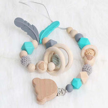 将图片加载到图库查看器，Modern Wood Pacifier Clip Chain Holder Nipples Pacifier Clips Pacifier Teether Teething Toy Cartoo Wooden Bracket For Pacifier For Kids
