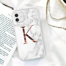 Load image into Gallery viewer, White A-Z Marble Texture Phone Cover For Iphone 12 Mini Soft Silicone Back Case Solid Name Phone Case Luxury Screen Camera Protection Shockproof Soft Cover
