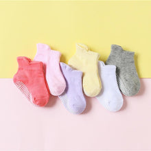 将图片加载到图库查看器，6 Pairs Cotton Baby 's Non-slip Boat Low Cut Floor Socks With Rubber Grips For Boys &amp; Girls Sock
