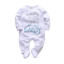 Load image into Gallery viewer, Newborn Baby Rompers Pajama Cotton Cute Letter I Love Daddy and Mummy Long Sleeve rompers Clothes For Baby Kids

