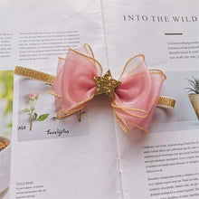 Load image into Gallery viewer, Luxury Modern Pearl Handmade Baby Girls Bowknot Crown Headband Lace Elastic Hair Band Bow For Girls Baby

