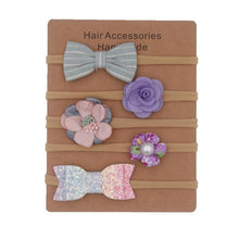 Load image into Gallery viewer, Handmade Set Baby Headband Solid Knot Flower Hair Bow Kids Nylon Elastic Soft Hair Bands Handmade For Girls Hair Accessories
