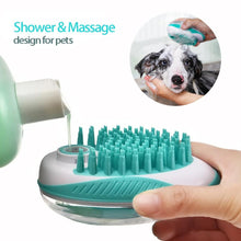 Load image into Gallery viewer, Pet Dog Cat Bath Brush 2-in-1 Pet  Massage Comb Soft Silicone Pet Shower Hair Grooming Comb Dog Cleaning Tool Pet Supplies Pet Brush Bath Massage Brush Shampoo Dispenser for Pet
