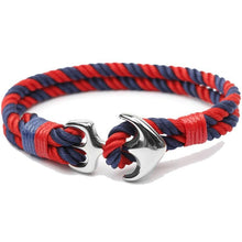 Load image into Gallery viewer, Men Bracelet Stainless Steel Anchor Bracelets Trendy Nautical Survival Nylon Rope Chain Armband Women Paracord Charm Bracelet

