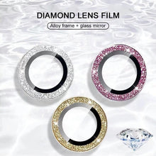 Load image into Gallery viewer, Glitter Diamond Camera Lens Protector For Iphone 13 Pro Max Mini Camera Metal Ring Glass For Iphone 12 11 Pro Max Protective Cap Diamond Glitter Camera Lens Protector On For Iphone
