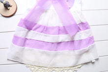 Load image into Gallery viewer, Luxury Summer Fashion Purple Stripe Round Neck Sleeveless Chiffon Dresses for baby Girls With Big Bow
