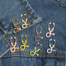 Load image into Gallery viewer, Doctors Nurses  Mini Stethoscope Brooches Pins Jackets Coat Lapel Pin Bag Button Collar Badges Gifts Medical Jewelry
