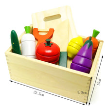 将图片加载到图库查看器，Simulation Kitchen Pretend Toy Wooden Classic Game Montessori Educational Toy For Children Kids Gift Cutting Fruit Vegetable Set
