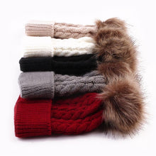 将图片加载到图库查看器，Infant Baby Boy Girl &amp; Mom Winter Knit Warm Soft Beanie Hat Hairball Cap for Adult Children Family Matching Caps Hats
