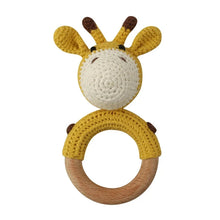 Load image into Gallery viewer, BPA Free Baby Wooden Teether Crochet Rattle Toy for Newborns
