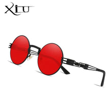 将图片加载到图库查看器，XIU Luxury Metal Sunglasses Men Round Sunglass Steampunk Coating Glasses Vintage Retro Lentes Oculos of Male Sun glasses
