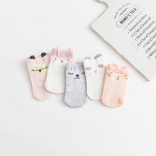 Load image into Gallery viewer, 5 Pairs Thin Combed Cotton Cute Animal Baby Socks Mesh Short Socks For Newborns Boys &amp; Girls
