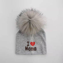 将图片加载到图库查看器，Newborn Cotton Hats Baby Pom Pom Childre Infant Hats For BabY Boys and Girls Wth Printed "I love mama " and " Design
