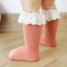 Load image into Gallery viewer, Newborn Baby Girl Socks Lace Baby Knee Socks Anti Slip Cotton Long Socks for Girls In retro Vintage Style
