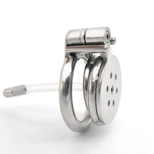 Load image into Gallery viewer, CHASTE BIRD Super Small Stainless Steel Male Cock Penis Trumpet Cage Chastity Device Anti-Off Ring Urethral Catheter V4 Lock
