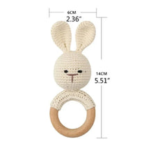 Load image into Gallery viewer, BPA Free Baby Wooden Teether Crochet Rattle Toy for Newborns
