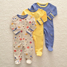 Load image into Gallery viewer, 3Pcs Baby unisex Rompers  Long Sleeve Sleep suit Cartoon Jumpsuit Baby Pajamas Stes For Kids Between 0-12Months
