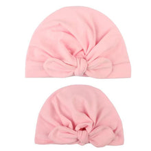 Load image into Gallery viewer, Modern Mom&amp;Baby Turban Mother Baby Hat Headbands Mom Daughter Bow Knot Caps Print Solid Parent-Child Hair Accessories
