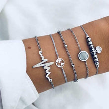 Load image into Gallery viewer, Fashion Bohemia Leaf Round Knot Cuff Bangle Gold Chain Charm Bracelet  for Women Simple Geometric Bracelets Luxury Jewelry
